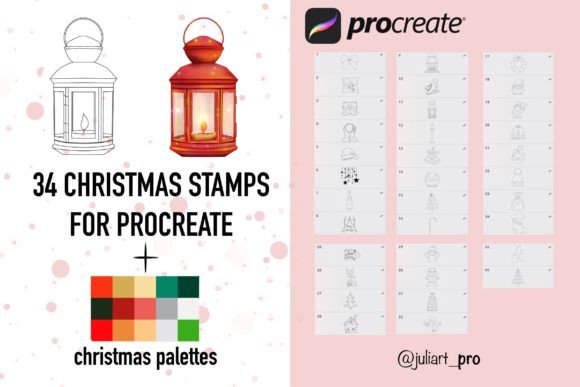 34 Christmas Stamps for Procreate