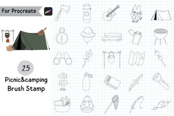 Bringing the Outdoors to Your Canvas with Procreate Brush Stamp Picnic Camping
