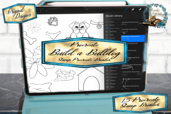 Bulldog Procreate Stamp Brush Pack