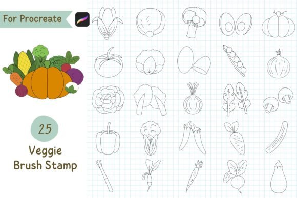 Enhancing Digital Illustrations with Procreate Brush Stamp Veggie Assets