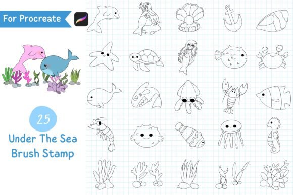 Procreate Brush Stamp Under the Sea