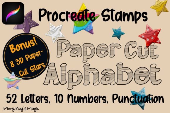 Procreate Paper Cut Alphabet & Bonus Stars