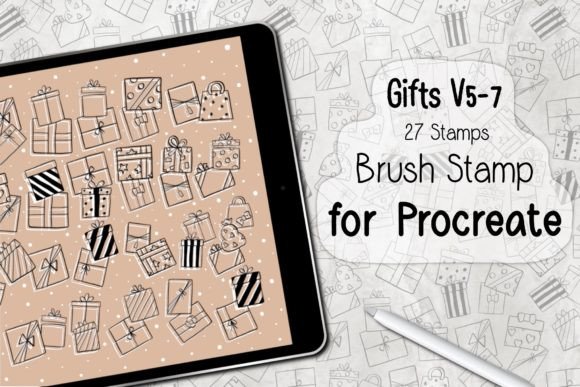 Streamlining Digital Greeting Design with the Gifts V5-7 Procreate Brush Stamp Set