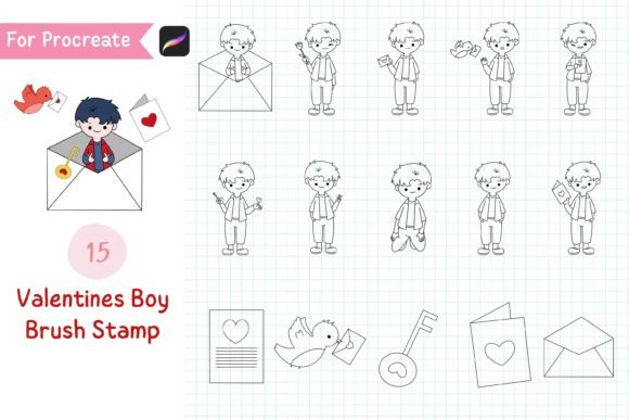 Streamlining Seasonal Design Workflows with Procreate Brush Stamp Valentines Boy